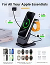 3 in 1 Apple Charging Station, [10000mAh Detachable Power Bank][Foldable] Magnetic Wireless Charging Station