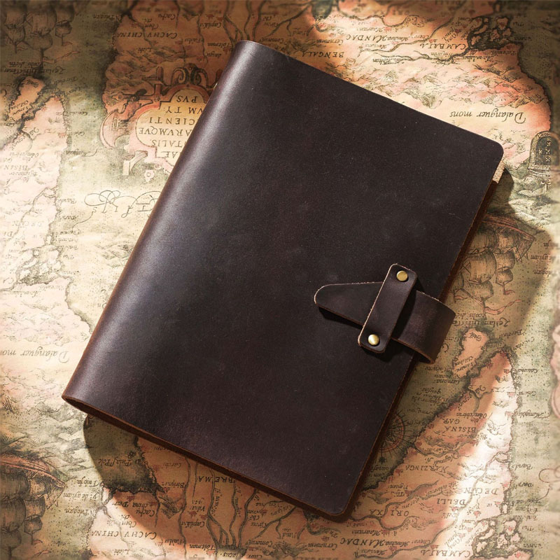 Fromthenon 100% Genuine Cowhide Leather Notebooks and Journals A5A6 Retro Spiral Binder Planner Diary Office Business Stationery