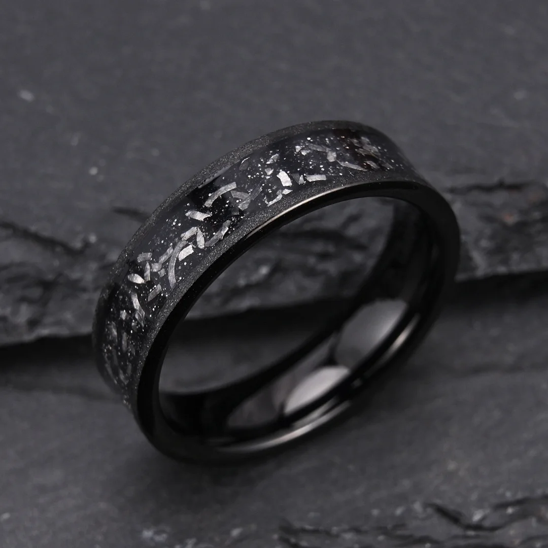 6MM Couple Tungsten Carbide Rings Mens Womens Meteorite-set Electroplated Black Sandblasted Wedding Bands