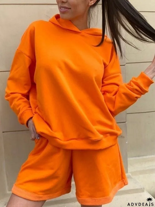 Women's Sets Turtleneck Long Sleeve Top & Shorts Two-Piece Set