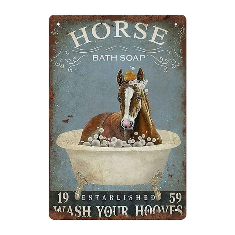 Horse Bath Soap - Vintage Tin Signs/Wooden Signs - 7.9x11.8in & 11.8x15.7in