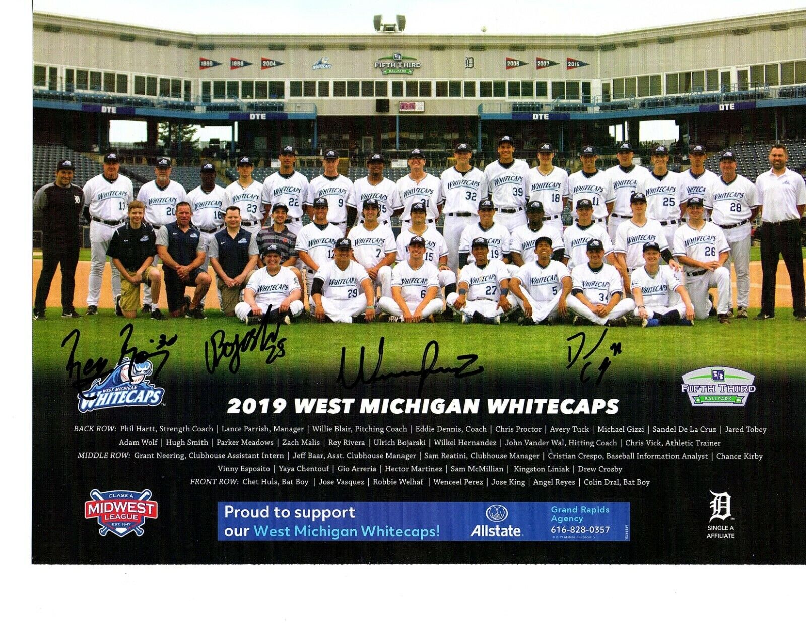 2019 West Michigan Whitecaps team Photo Poster painting Detroit Tigers Low A Wenceel Perez b