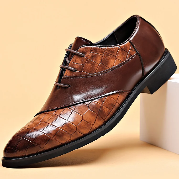 Men's Crocodile Embossed Leather Oxford Shoes
