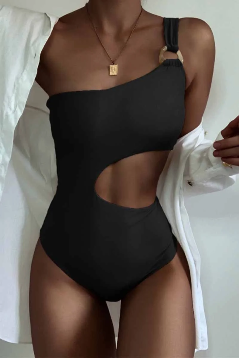 One-Shoulder Sexy Leaky Waist One-Piece Swimsuit