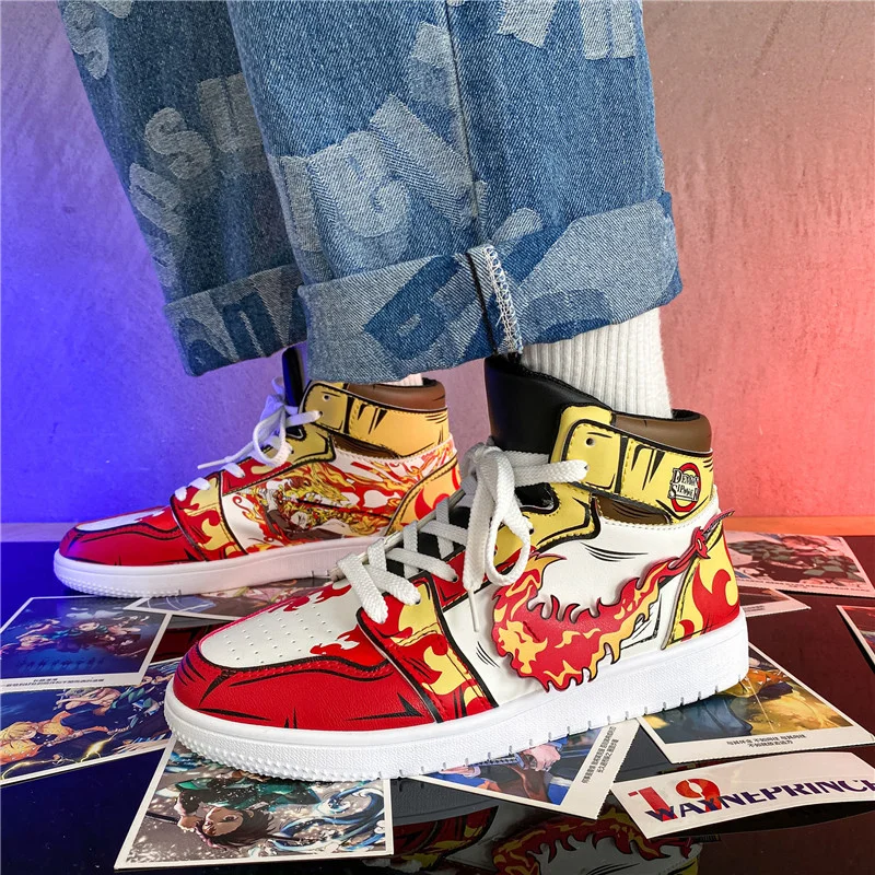 Limited graffiti flame blade high top casual street shoes