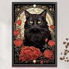 (Big Size)Black Cat And Rose - 11CT Stamped Cross Stitch - 40*60cm
