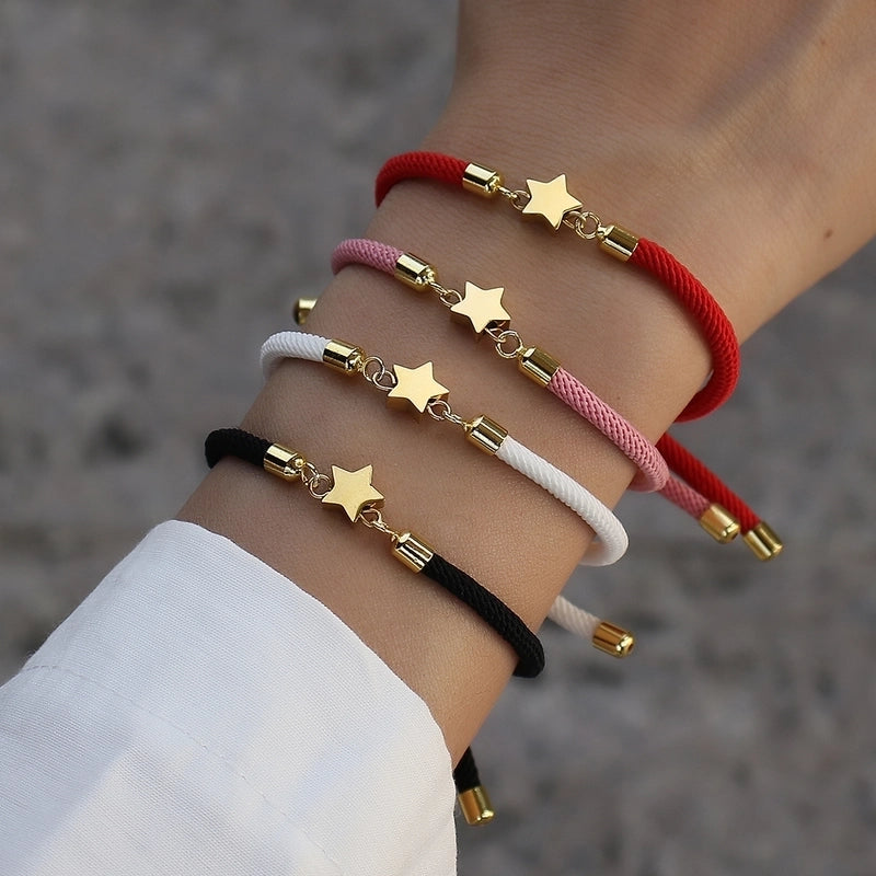 Elegant Minimalist Classic Style Star 304 Stainless Steel Nylon Twisted Rope Chain Bracelets In Bulk