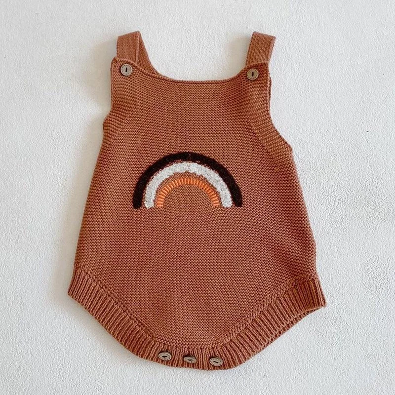 Spring Baby Boys Girl Sleeveless Knit Rompers Kids Boy Girl Braces Rainbow Rompers Baby Boys Girl Newborn Rompers Clothes