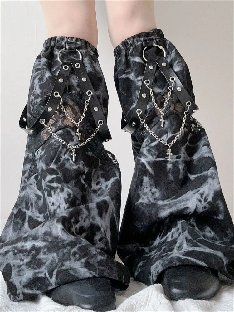 Y2K Brown Distressed Slouchy Leg Warmers