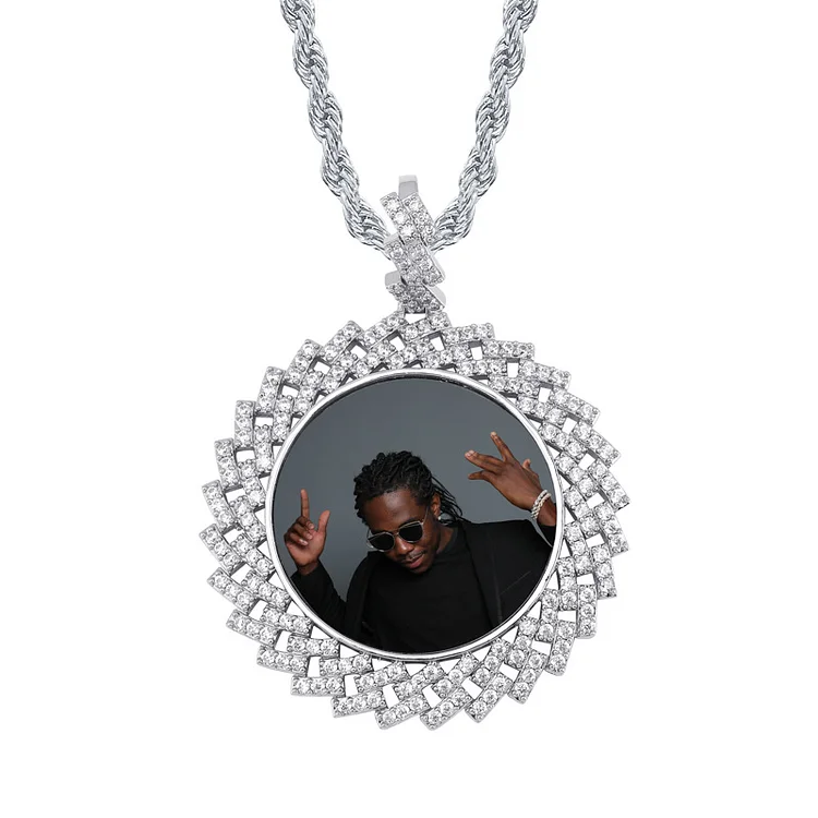 Custom Photo Round Medallions Pendant Necklac Hip Hop Jewelry-VESSFUL
