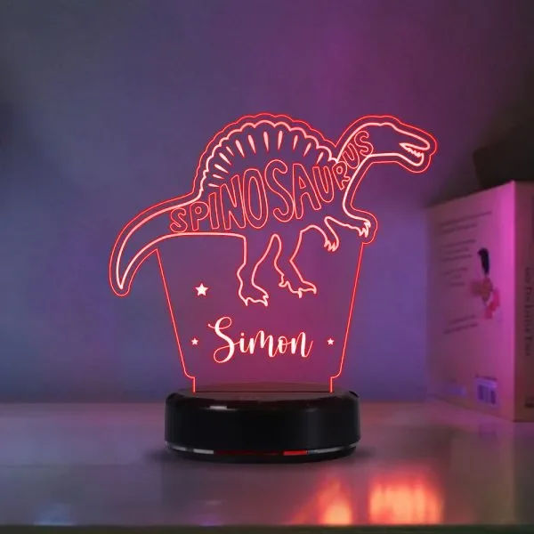 Custom Dinosaur Night Light Engraved Name Color Changing Led Lamp