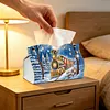 (25cm)Winter Steam Train DIY Diamond Painting PU Tissue Holder Box