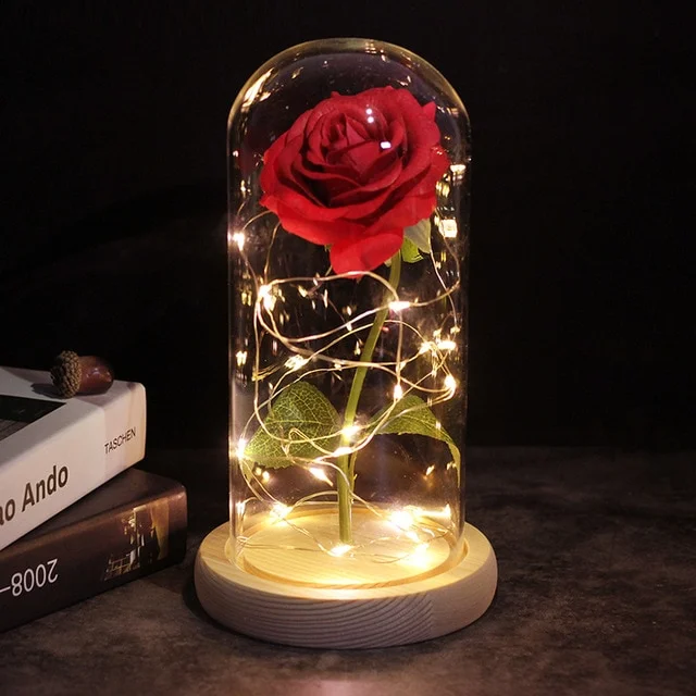 2022 LED Enchanted Galaxy Rose Eternal 24K Gold Foil Flower With Fairy String Lights In Dome For Christmas Valentine Day Gift