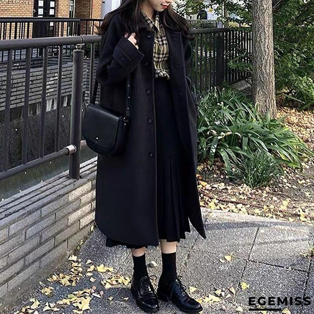 Autumn and Winter Black Long Coat Thickening | EGEMISS