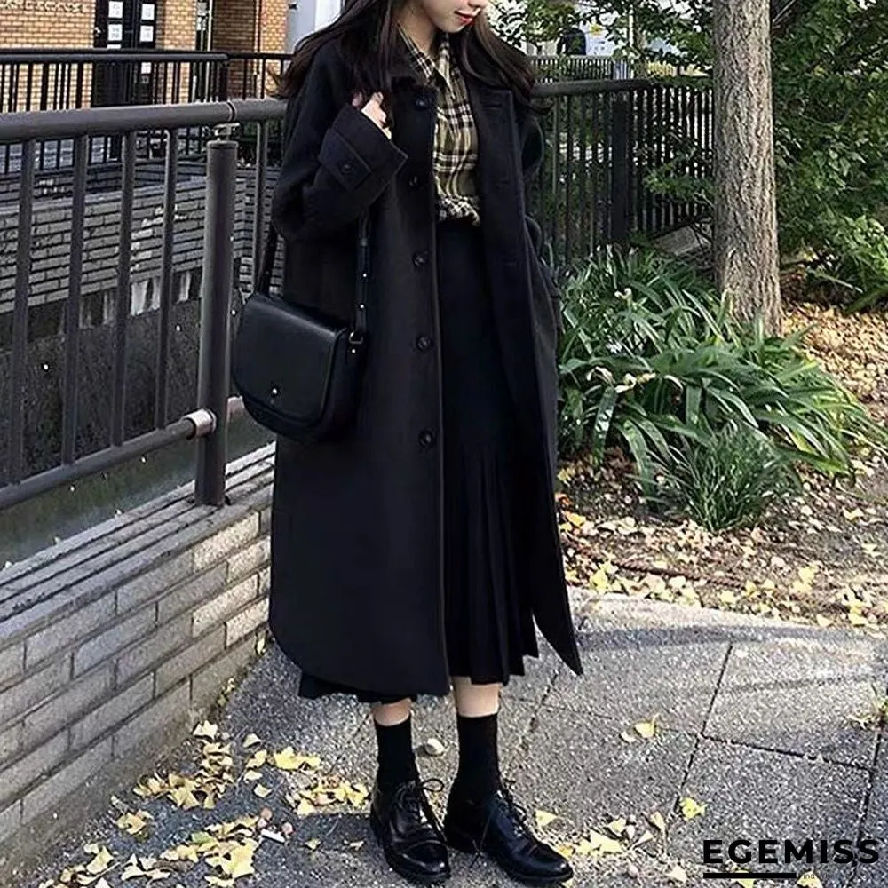 Autumn and Winter Black Long Coat Thickening | EGEMISS