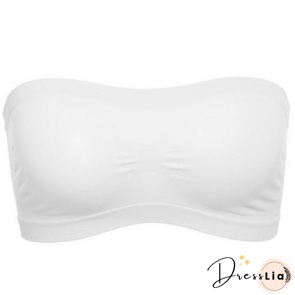 Women Seamless Strapless High Elastic Wrapped Invisible Strapless Soft Chest Wraps Tube Tops Push Up Bra Breathable Crop Top