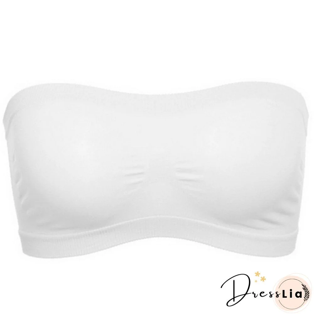 Women Seamless Strapless High Elastic Wrapped Invisible Strapless Soft Chest Wraps Tube Tops Push Up Bra Breathable Crop Top