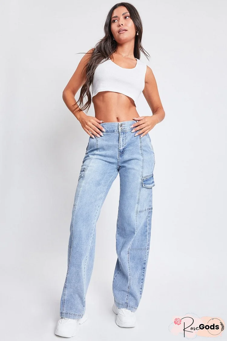 YMI Jeanswear High-Rise Straight Cargo Jeans