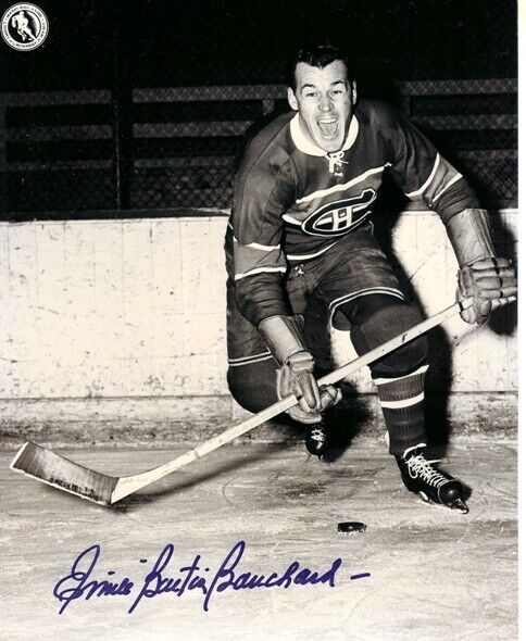 Butch Bouchard - Emile Bouchard Signed Autographed Montreal Canadiens 8x10 Photo Poster painting