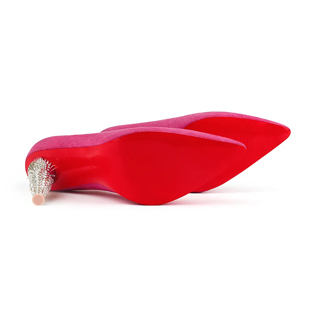 100mm Diamond Red bottom high heels Suede-vocosishoes