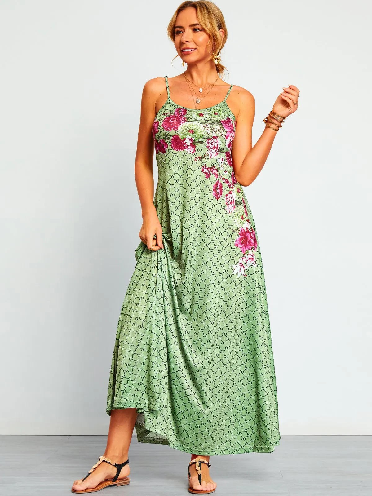 Casual Printed Floral Weaving Dress