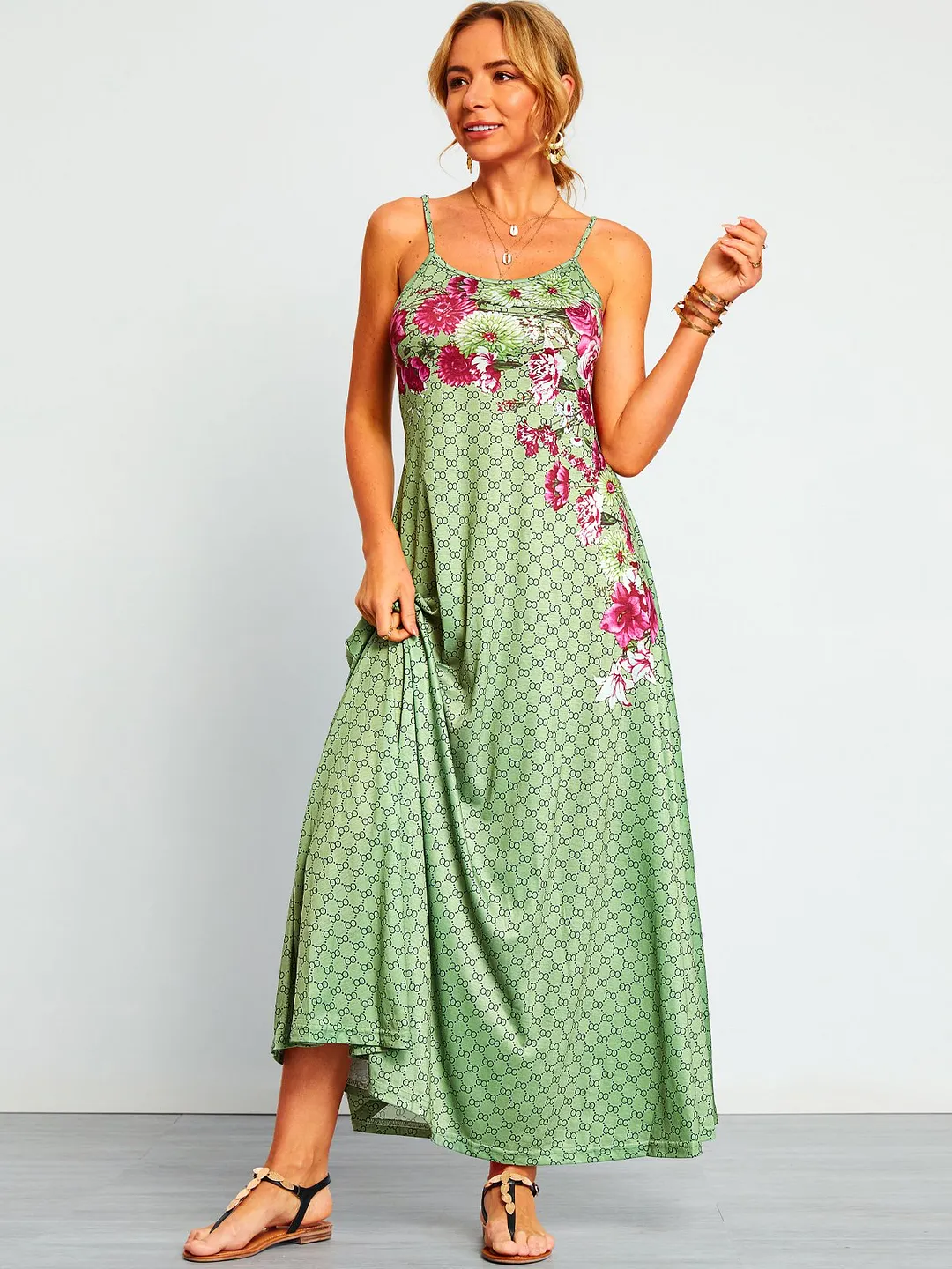 Casual Printed Floral Weaving Dress