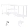 [US Local Warehouse] 55 Inch Acrylic TV Stand for TVs Up To 60 Inch TV Media Console Table with Open Storage Shelves Entertainment Center for Living Room Bedroom Gaming Room