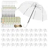 52 Inch Large Clear Bubble Umbrella Bulk with Classic Hook Handle Decorative Clear Wedding Dome Umbrella with Thank You Tags and Rope Guest Souvenirs for Wedding Party Bridal Favors