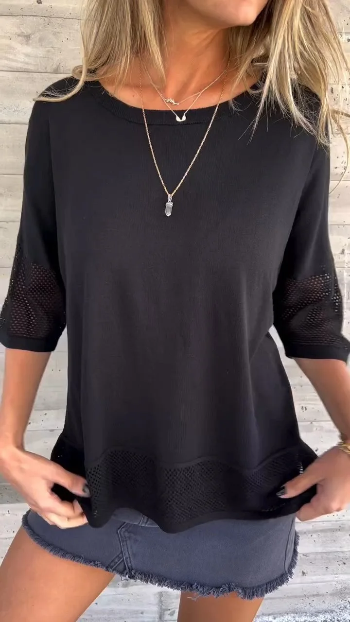 Round Neck Cutout Top