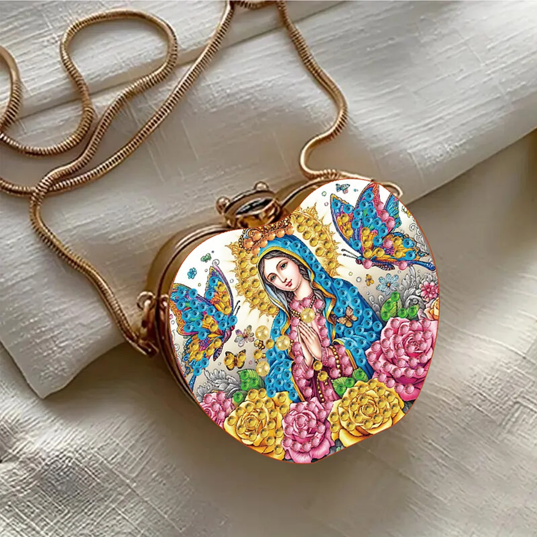 Faith DIY Acrylic Love Art Diamond Painting Coin Purse with Chain for Women Girl