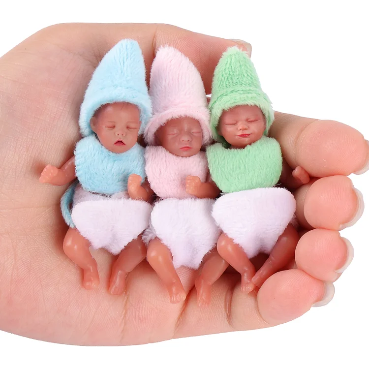 Babeside Aurora 3" Mini Full Silicone Sleeping Reborn Baby Girl with Playset Accessories