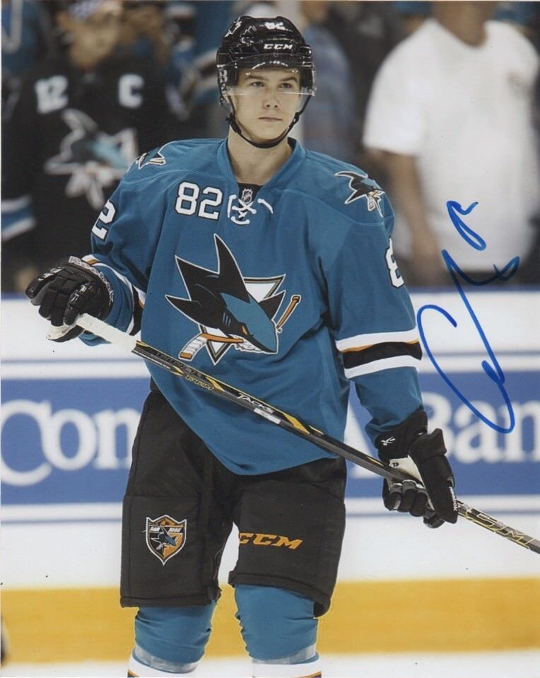 San Jose Sharks Nikolay Nikolai Goldobin Signed Autographed 8x10 Photo Poster painting COA C