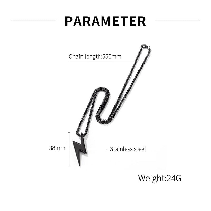 Minimalist Streetwear Lightning Titanium Steel Polishing Unisex Pendant Necklace Men Pendant Necklaces