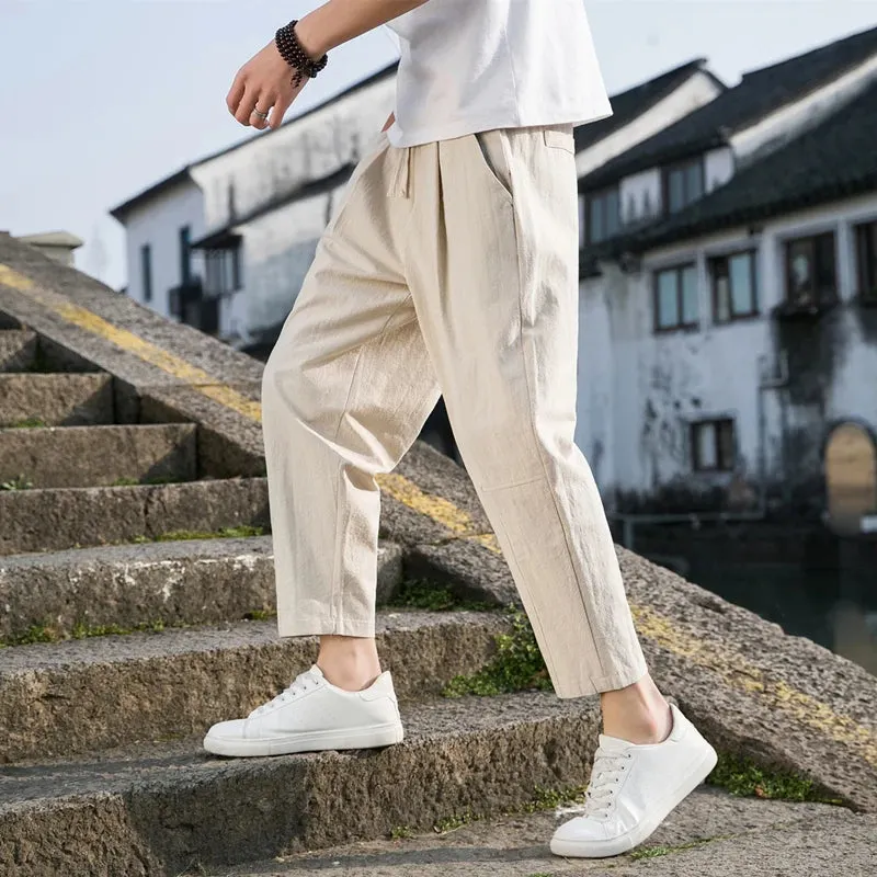 Men's Linen Drawstring Trousers &ndash; Veneto Relaxed Summer Wear &ndash; view 2