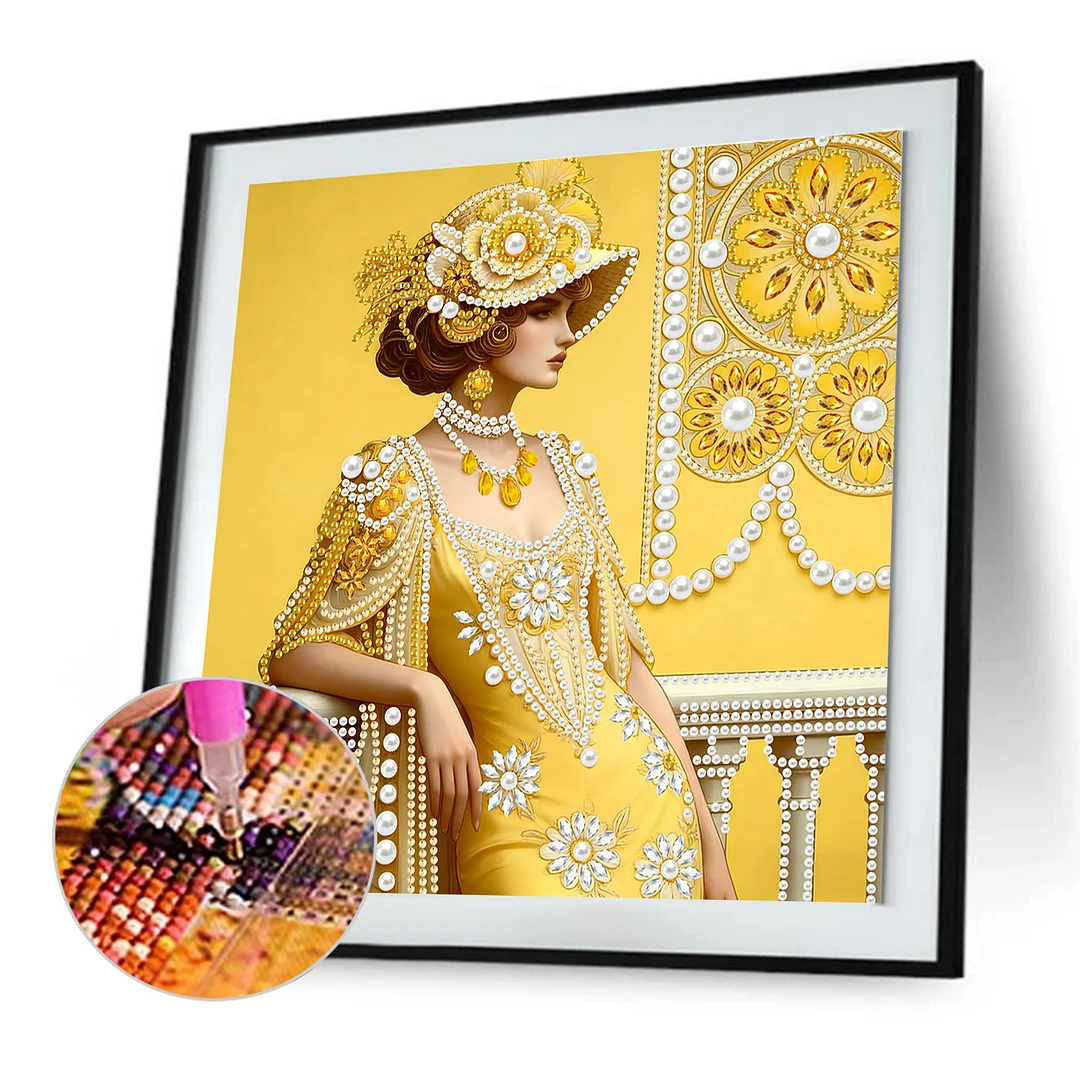 Yellow Beauty Special Shaped 5D DIY Partial Drill Diamond Painting Kit 30x30cm