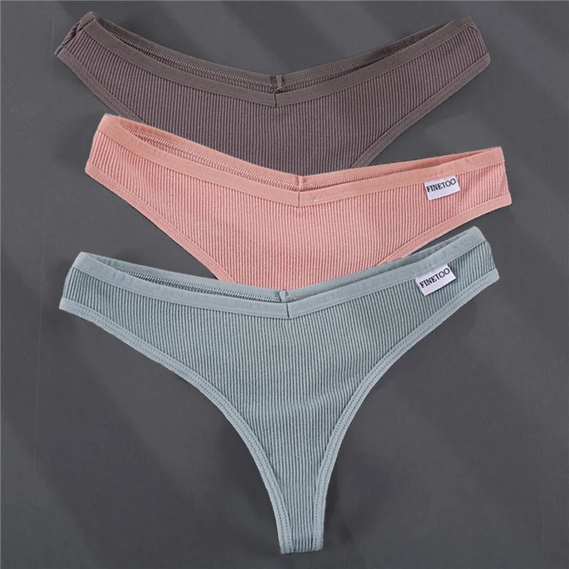 3PCS/Set G-string Panties Cotton Women's Underwear Sexy Panties Female Underpants Thong Solid Color Pantys Lingerie M-XL Design