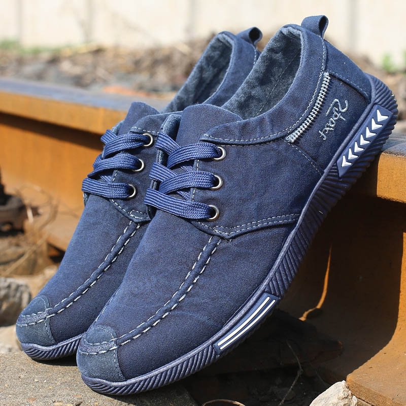 Qjong Men Casual Shoes Platform Canvas Shoes Breathable Sneakers Spring Autumn Classic Lace Up Male Footwear Plus Size 45 46