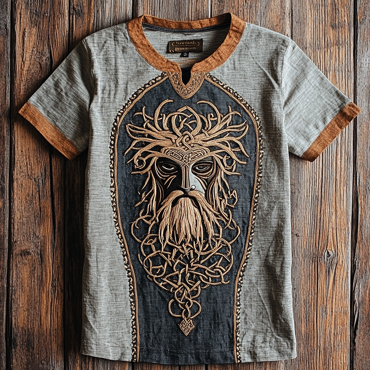 Mens Vintage Viking Odin Rune Celtic Design Shirt