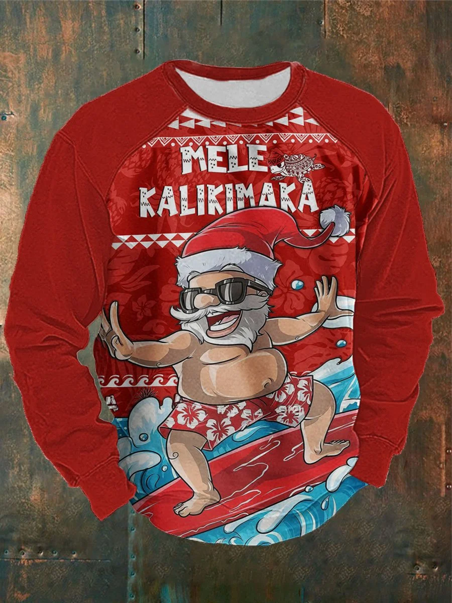 Men's Hawaii Christmas Mele Kalikimaka Print Long Sleeve Sweatshirt