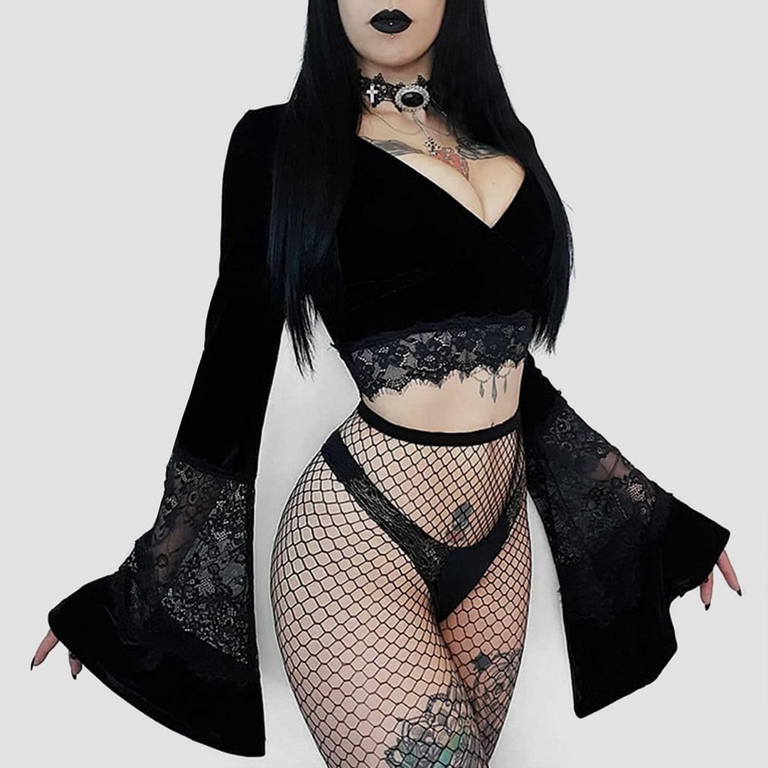 Sexy See Through Cropped Lace Top