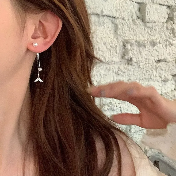 Convertible Pearl Dangle Earrings with Fishtail Fringe
