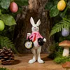 Easter Bunny Figurine with Top Hat and Pocket Watch Cute Small Bunny Table Clock for Spring Home Table Decor Party Supplies Gifts