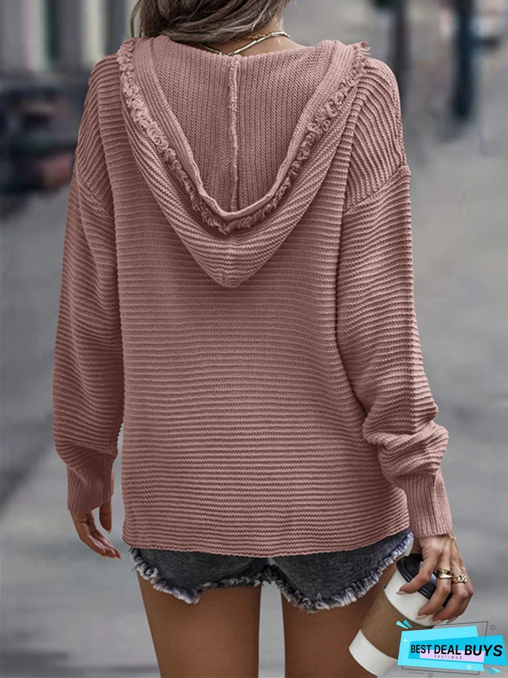 Fashion V-neck Solid Color Long Sleeve Sexy Sweater