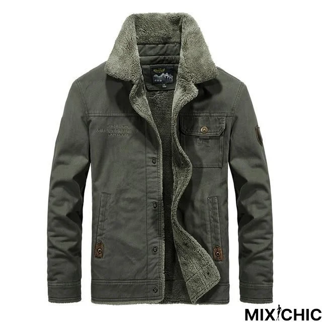 Men Brand Bomber Jacket Autumn Winter Thick Warm Jacket Men Fur Collar Plus Size Fleece Coat