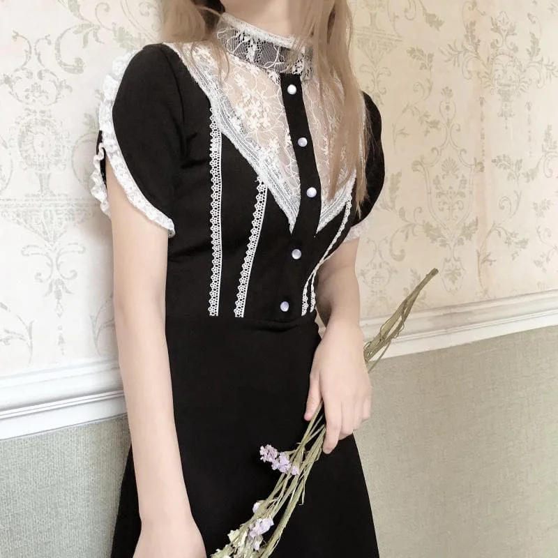 Black Sweet Vintage Lace Dress SP13396