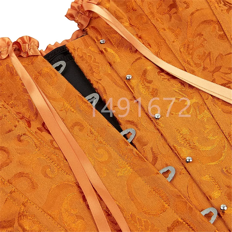 Billionm Corset Top Bustier Yellow Sexy Women's Plus Size Overbust Corselet Blouse Lace up Floral Gothic Brocade Vintage Fashion Medieval