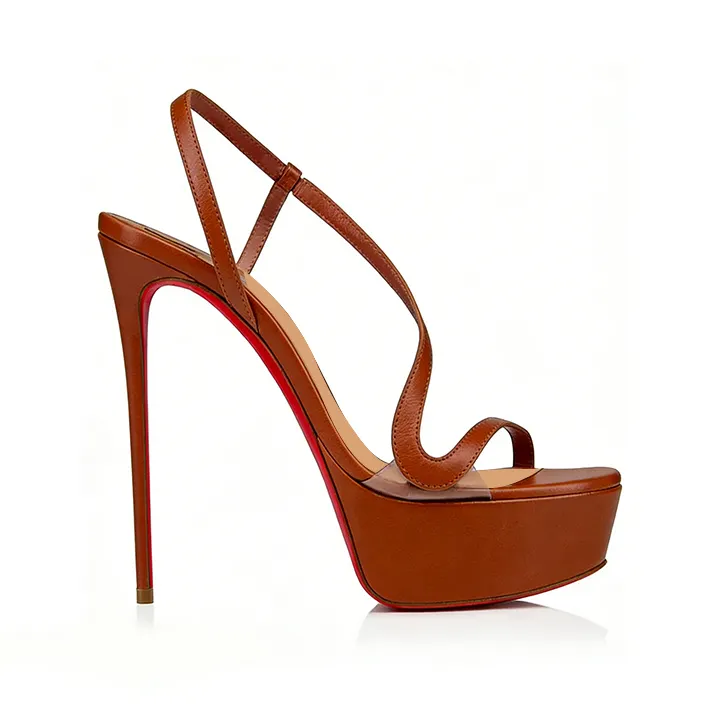 150mm  Spotlight Wavy Straps Sandals Red Bottom Stilettos High Heel Sandals Platform