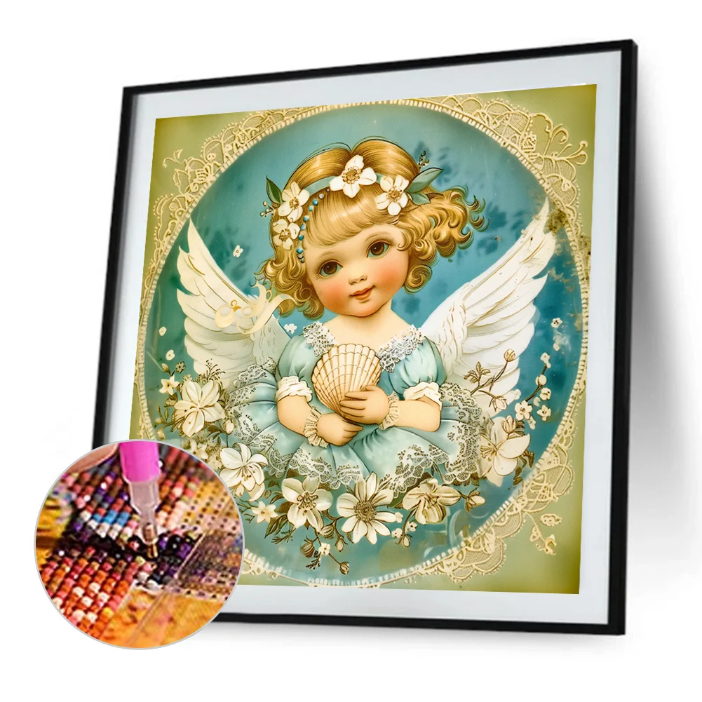 Full Round Diamond Painting 40*40cm - Fashionable Shell Angel Girl