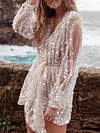 Sequined Puff Sleeves V-Neck Mini Dress