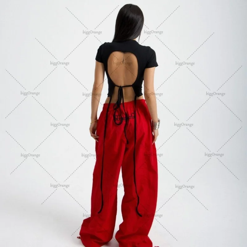 Aonga American Retro Baggy Wide-leg Overalls Women Y2K Harajuku Loose Casual Pants Punk Oversized Sweatpants Hip-hop Trendy Streetwear aonga